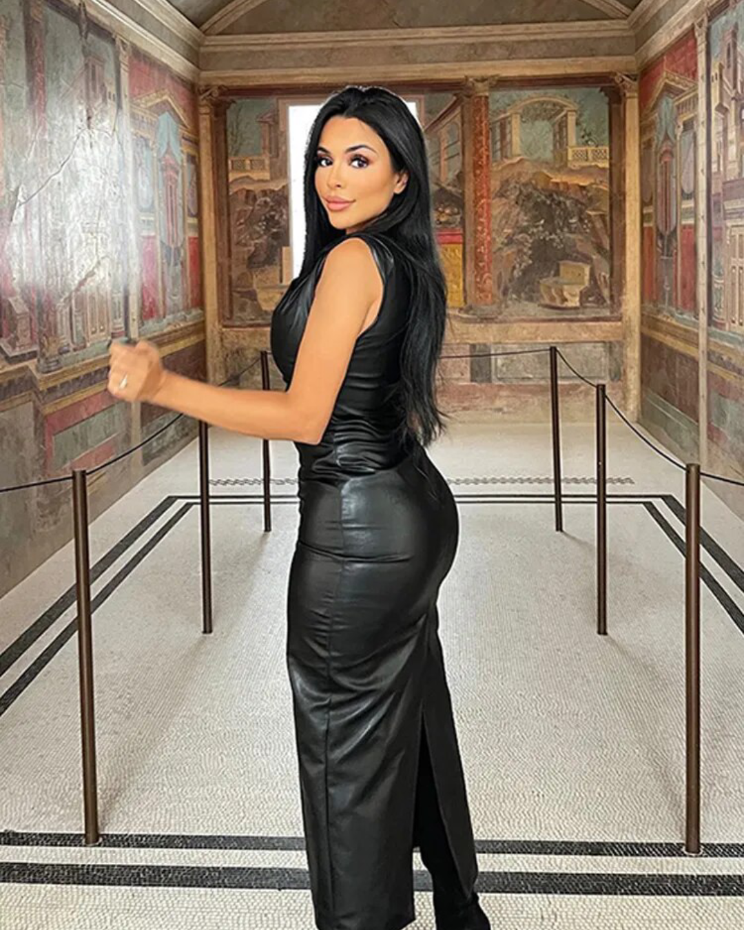 Sleeveless Faux Leather Dress Black XS