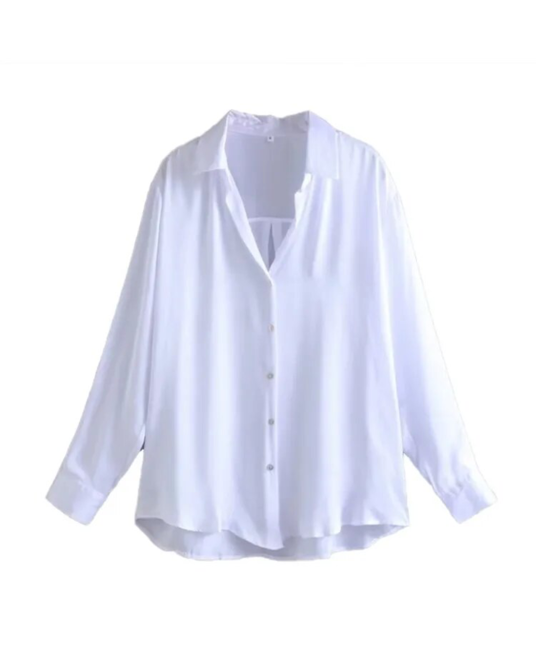 Satin Long Sleeve Button Up Shirt W XS