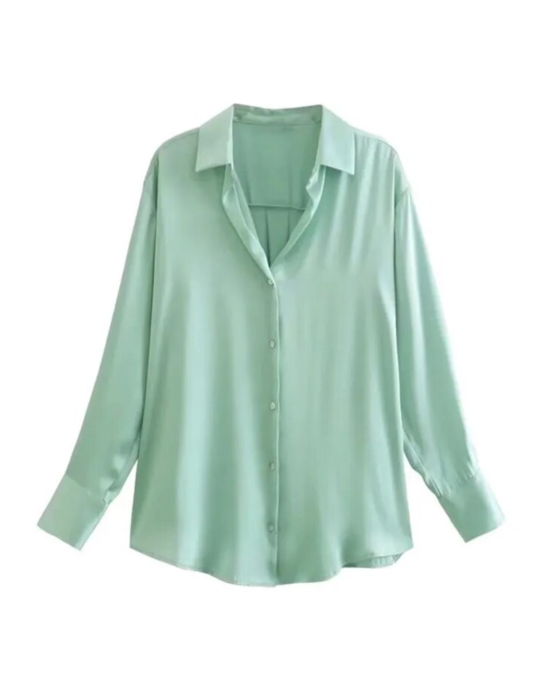 Satin Long Sleeve Button Up Shirt LG XS