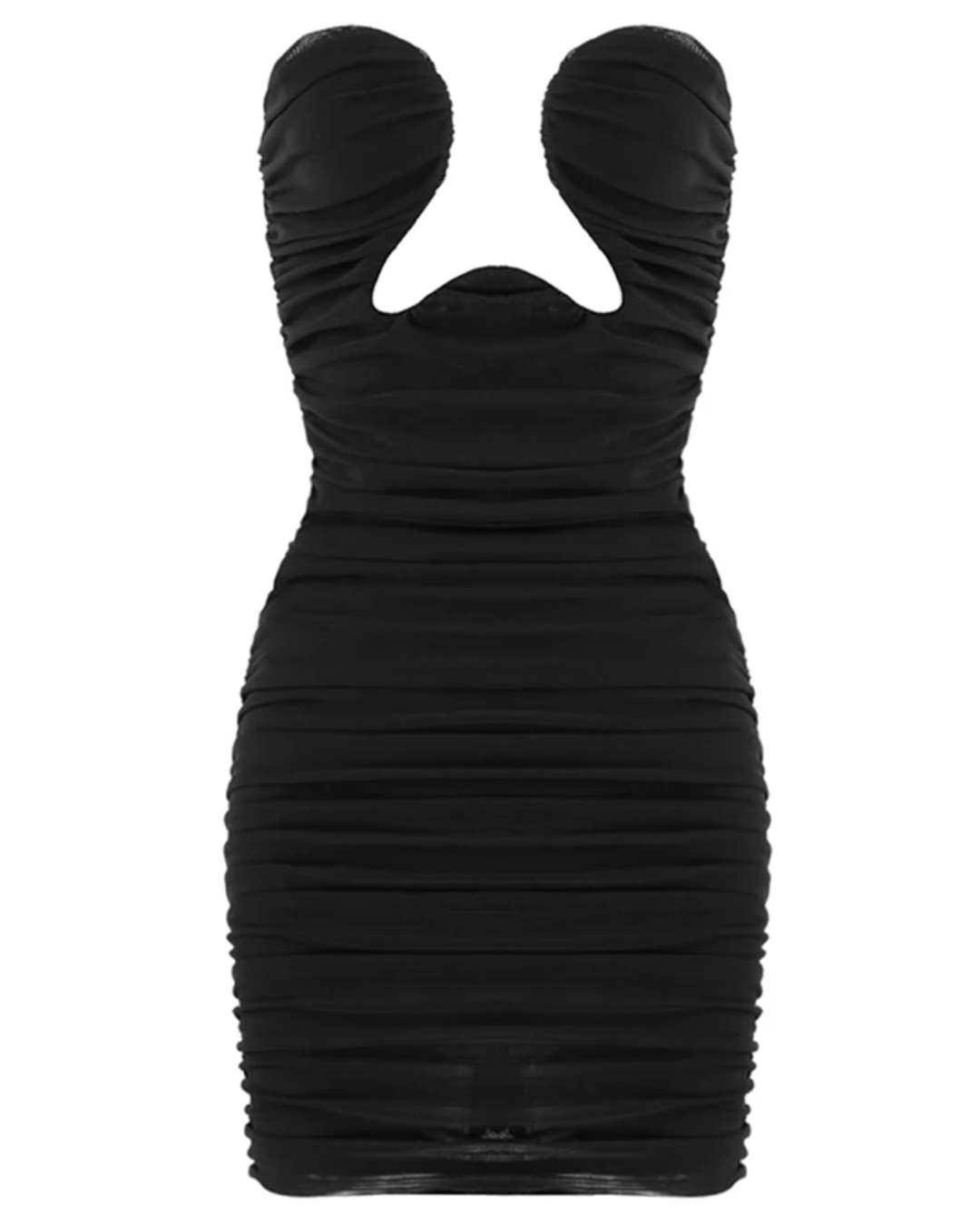 Draped Strapless Mini Dress Black XS