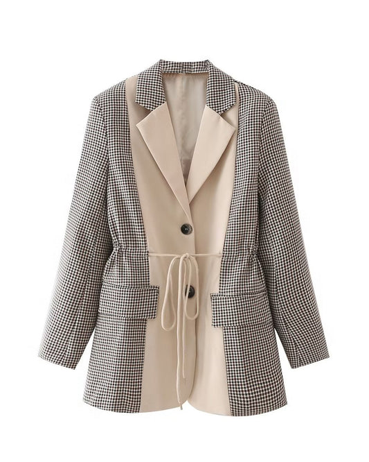 Color Matching Drawstring Blazer