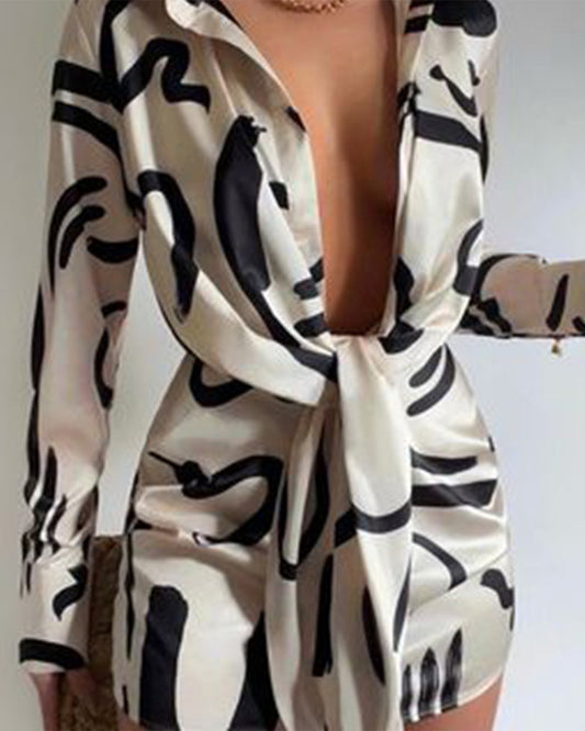 Niche Long Sleeve Comfortable Slimming Dress S White