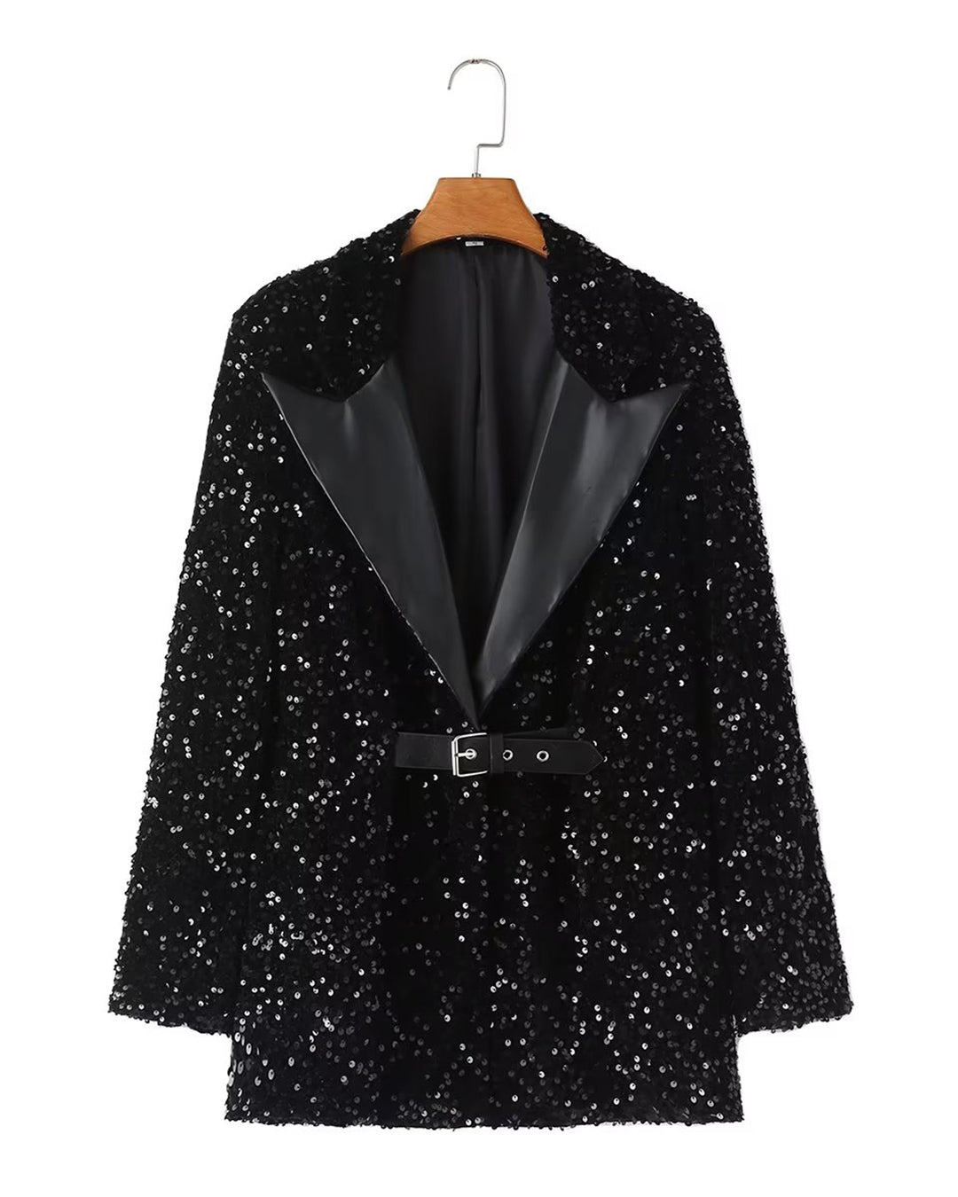 European Sequined Blazer S Black