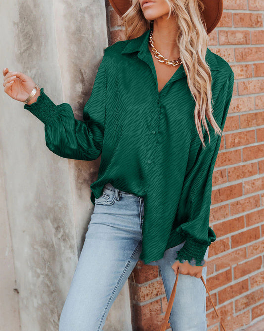 Zebra Pattern Collared Breasted Loose Top