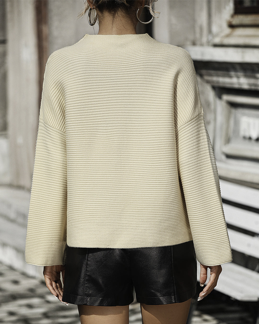 Pullover Loose Fitting Solid Color Sweater