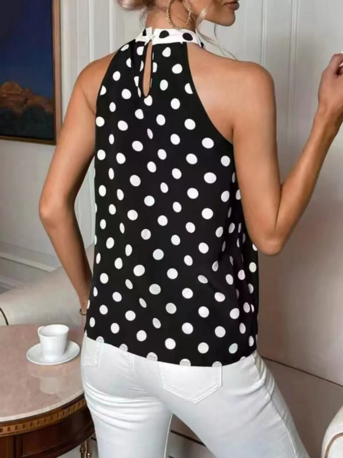 Polka Dot Tie Front Cami
