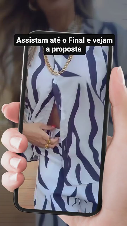 Printed shirt and wide leg casual set