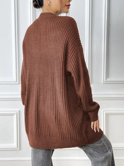 Open Front Drop Shoulder Cardigan