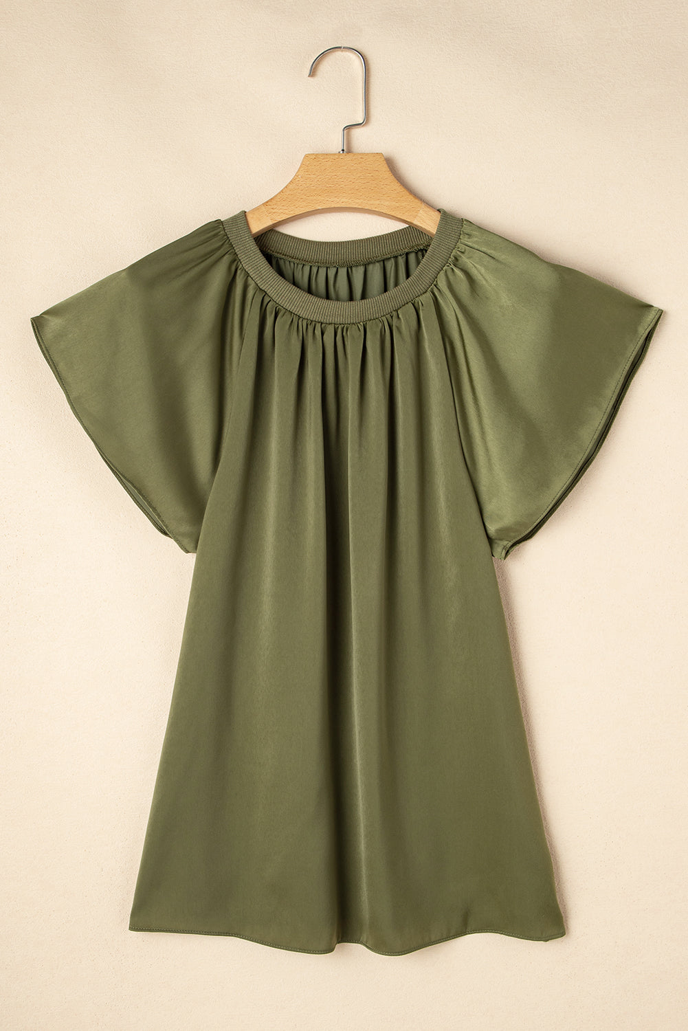 Jungle Green Pleated Satin Top