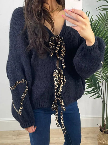 Tie Front Long Sleeve Sweater
