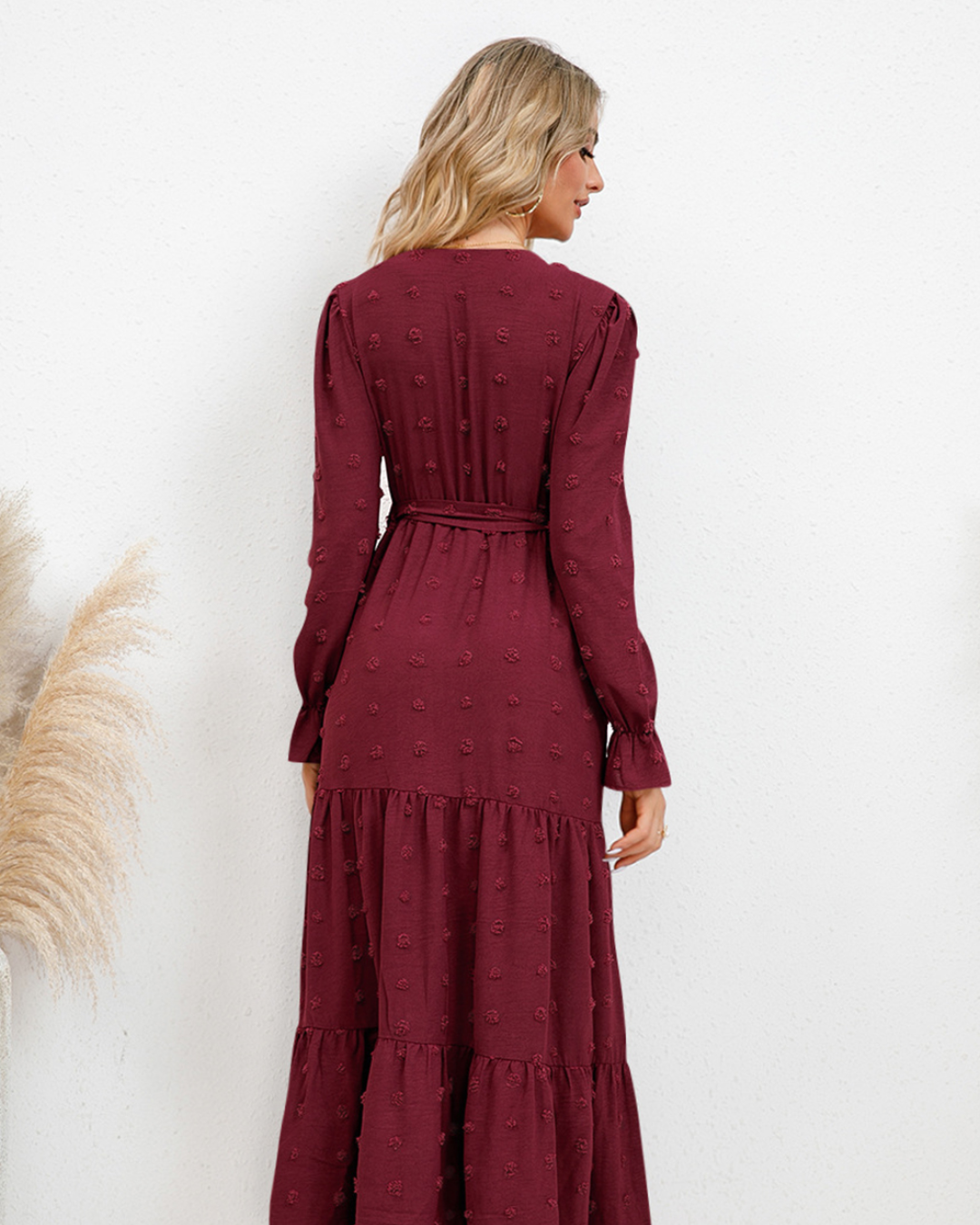 Swiss Dot Tied Surplice Dress   