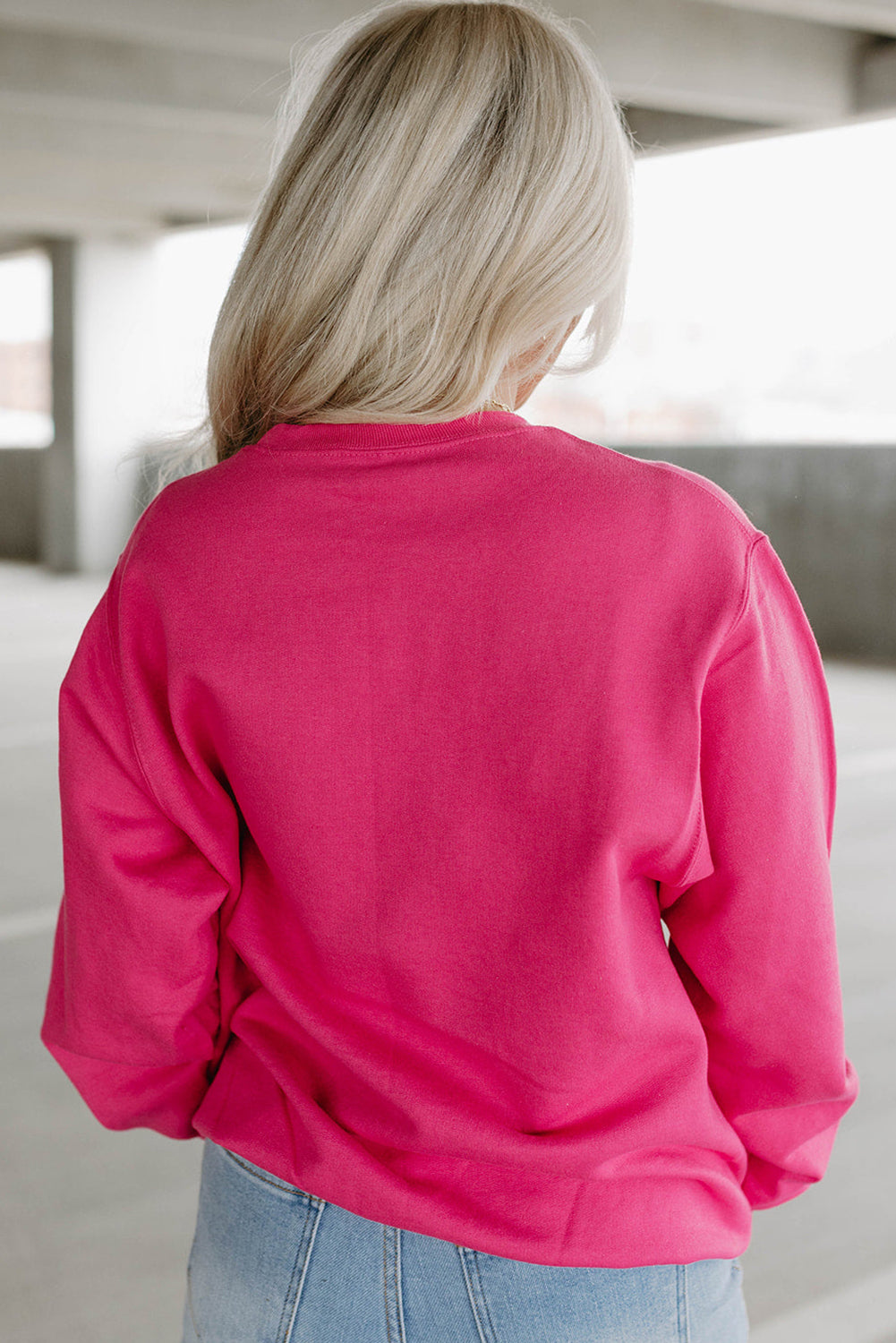 Sequin Double Heart Graphic Sweatshirt