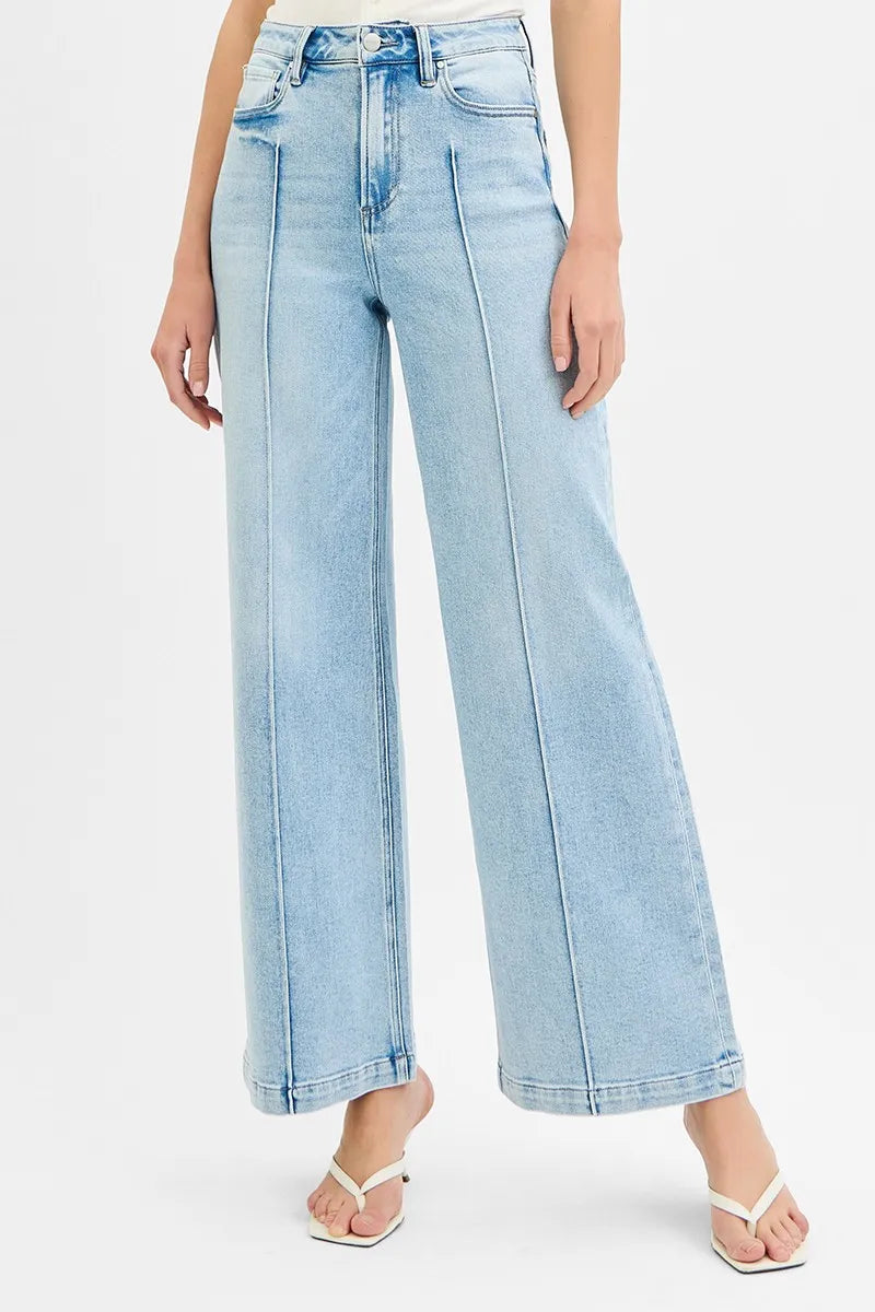 High Waist Wide Leg Pintuck Detailed Plus Size