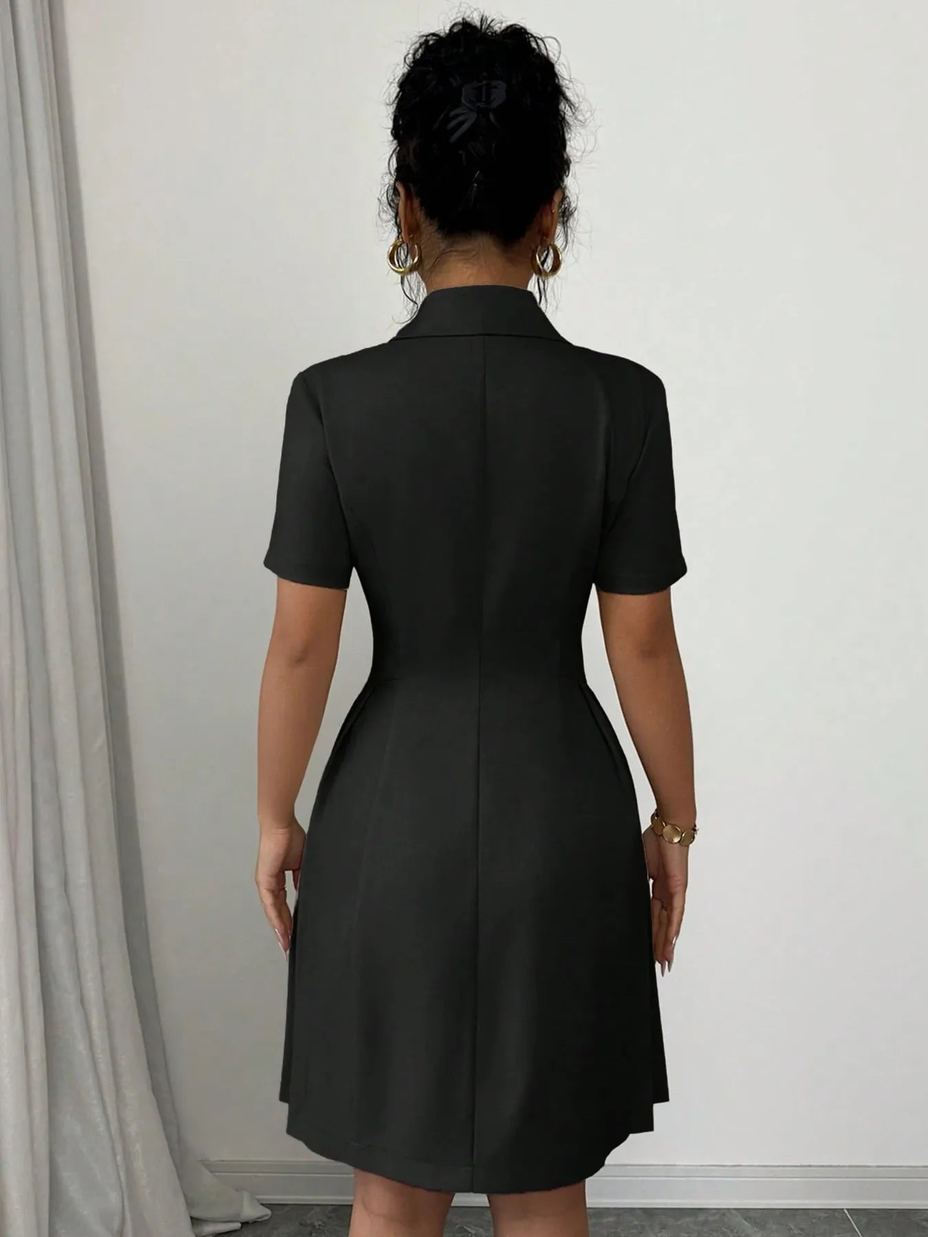 Double-Breasted Short Sleeve Dress