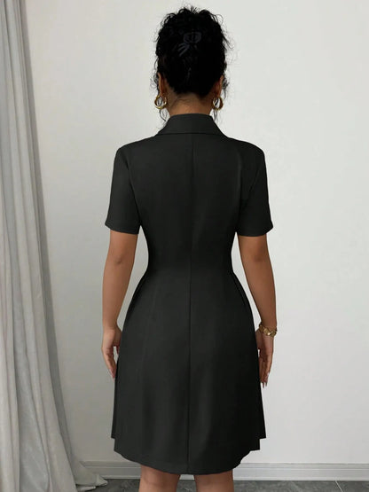 Double-Breasted Short Sleeve Dress
