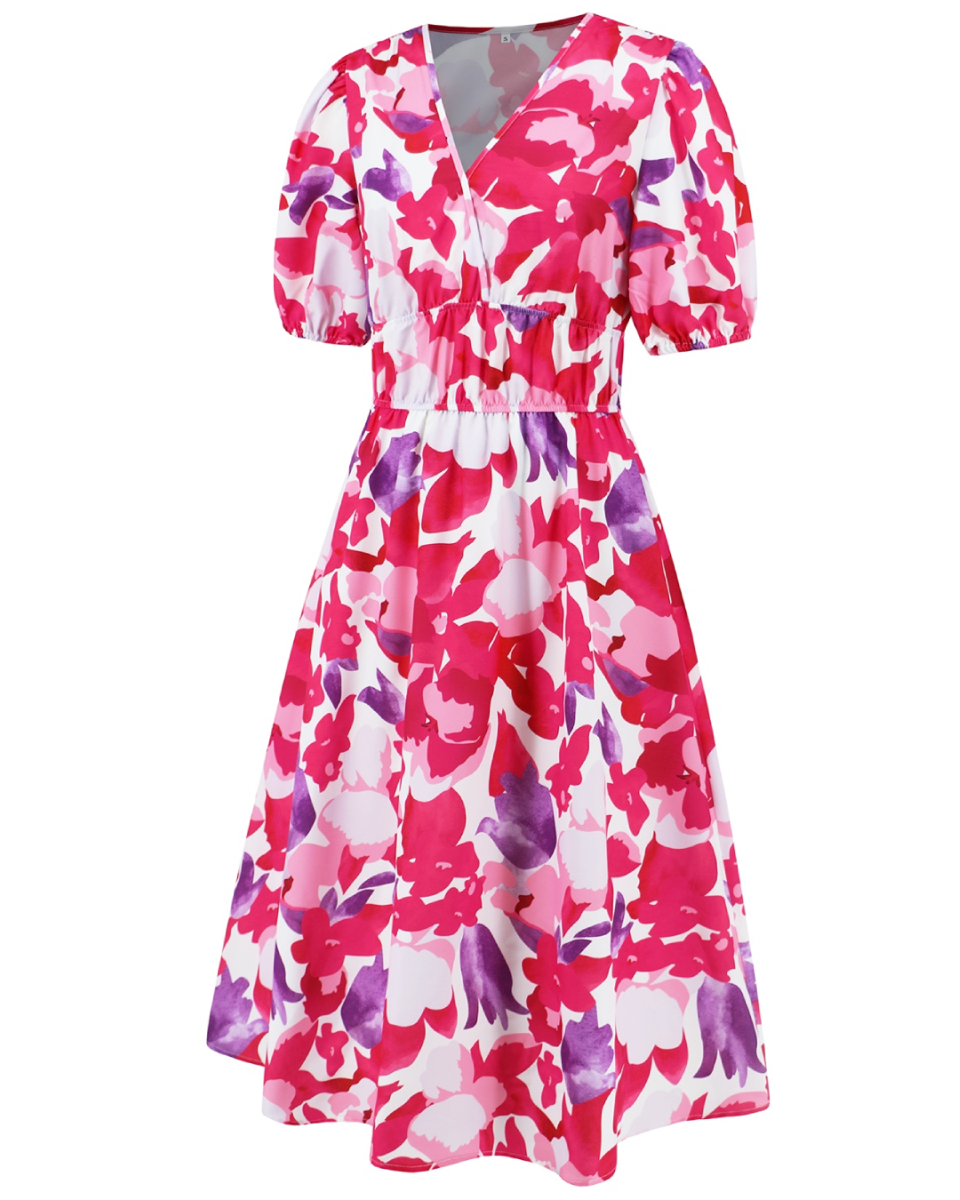 Ruched Printed Surplice Dress   