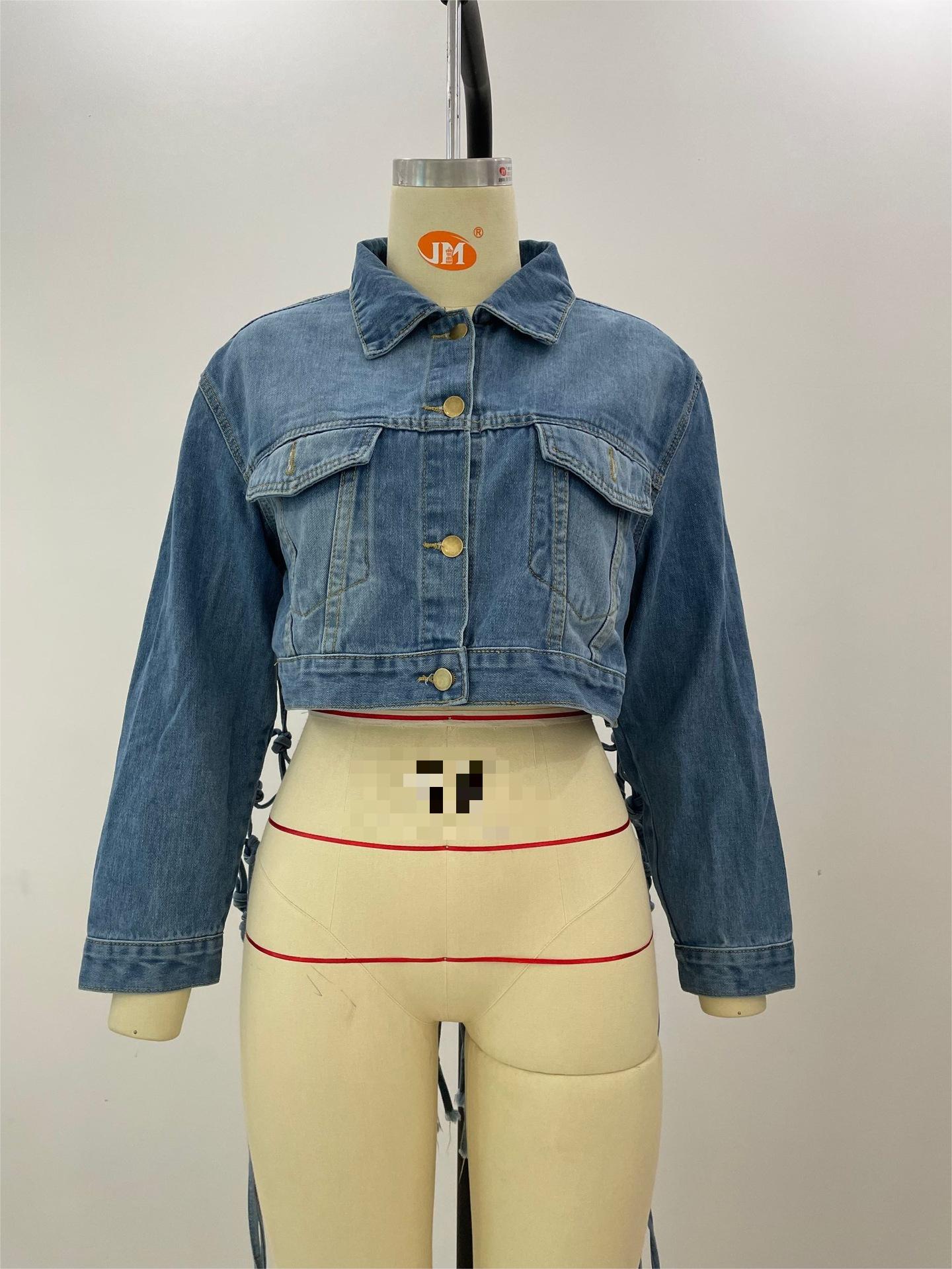 Back Grid Tassel Denim Jacket