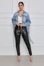 Back Grid Tassel Denim Jacket S Light Blue