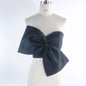 3D Bowknot Sexy Bow Wrapped Chest Strapless Short Shirt S Black