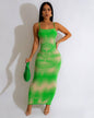 Tight Printed One Step Dress S Green 