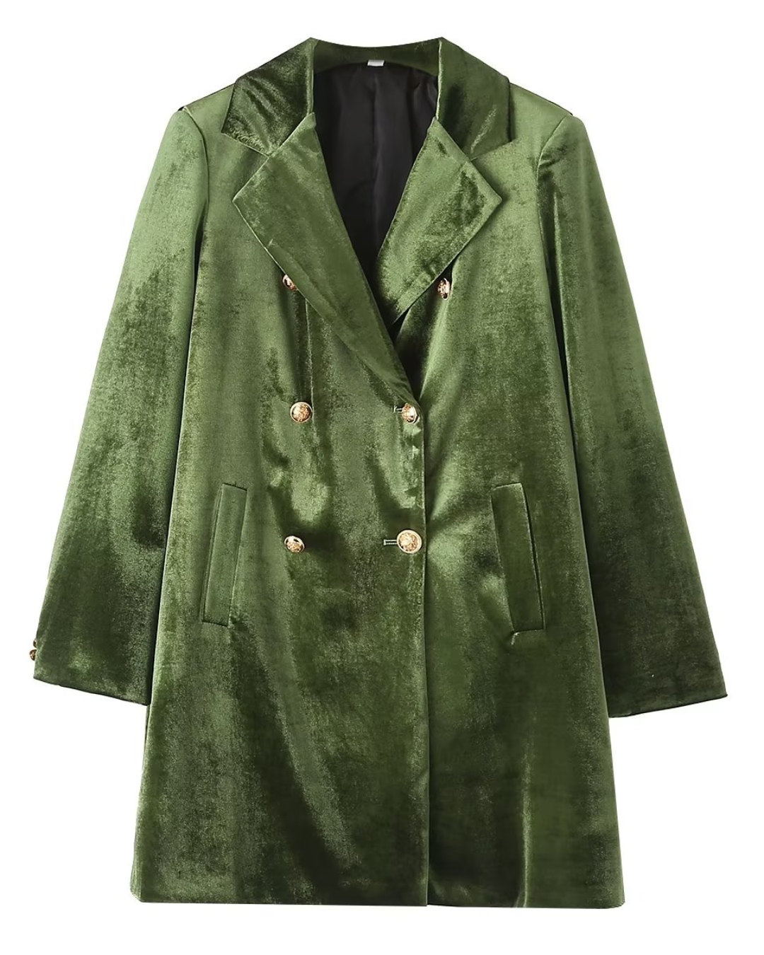 Double Breasted Velvet Blazer Green S 