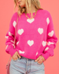 Round Neck Pullover Sweater S Coral Red 