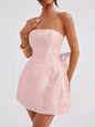 Lace-Up Sleeveless Satin Mini Dress with Bow Blush Pink S