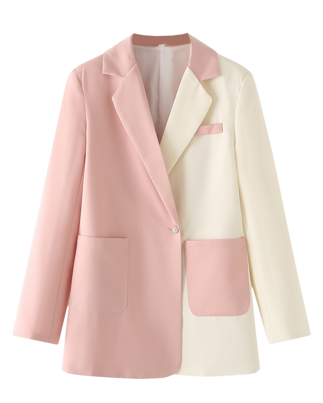 Contrast Color Blazer and High Waist Pant Set   