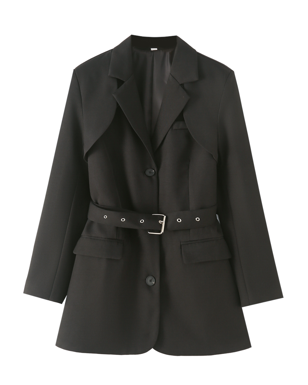 Belted Slim Fit Mid Length Blazer Black XS 