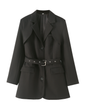 Belted Slim Fit Mid Length Blazer Black XS 