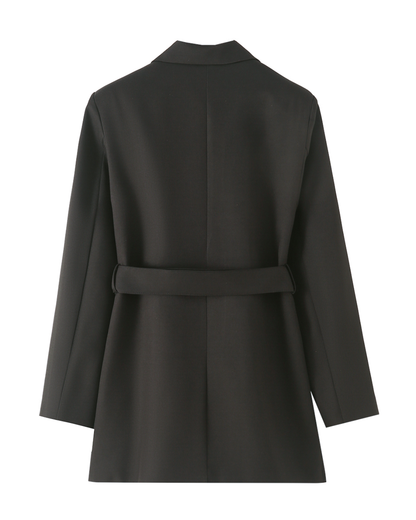 Belted Slim Fit Mid Length Blazer   