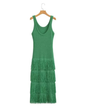 Tassel Detail Knitted Long Dress Green S 