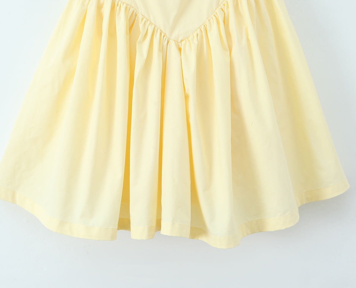 Halter Suspender Dress Stitching Ruffle Puff Short Solid Color