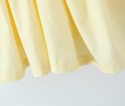 Halter Suspender Dress Stitching Ruffle Puff Short Solid Color