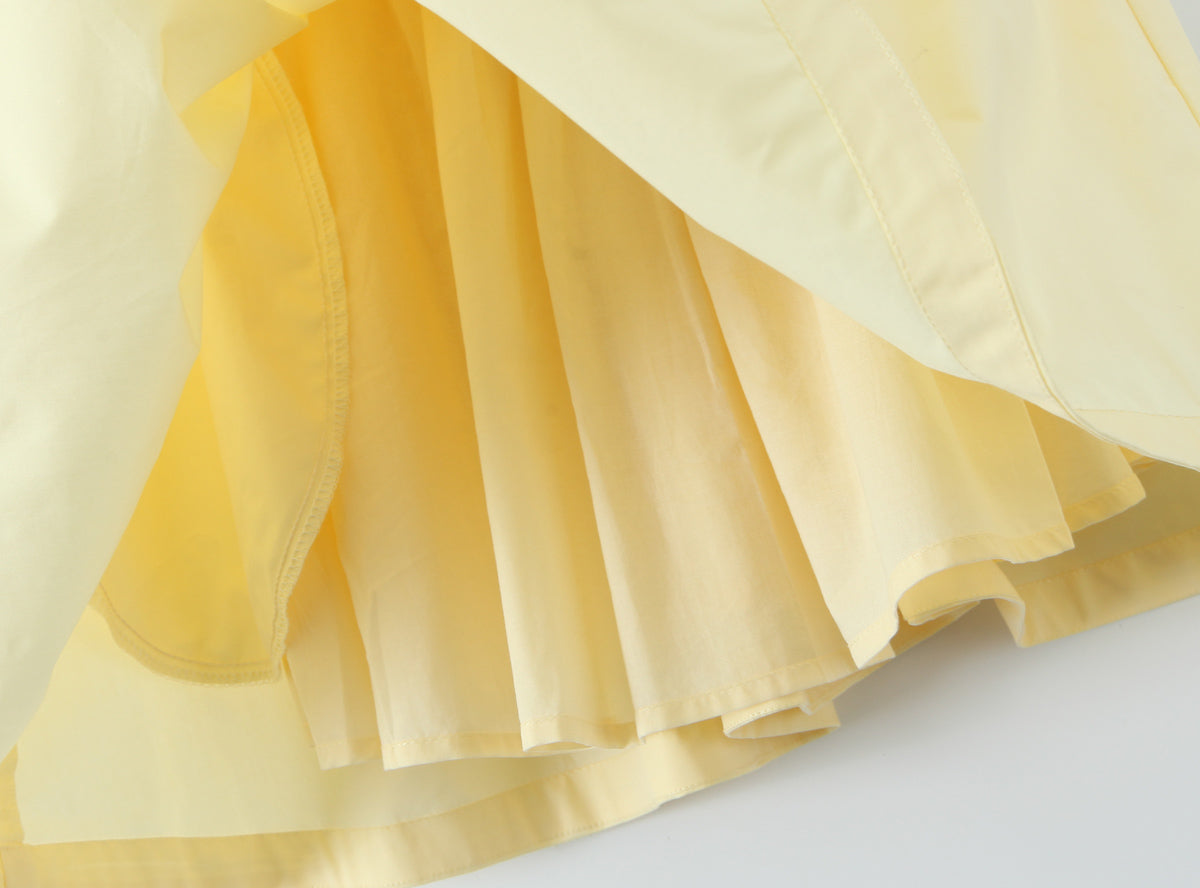 Halter Suspender Dress Stitching Ruffle Puff Short Solid Color