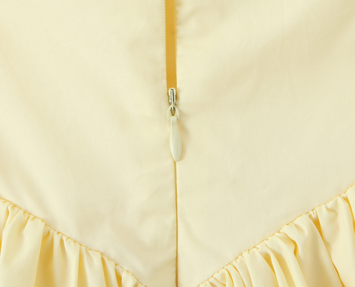Halter Suspender Dress Stitching Ruffle Puff Short Solid Color