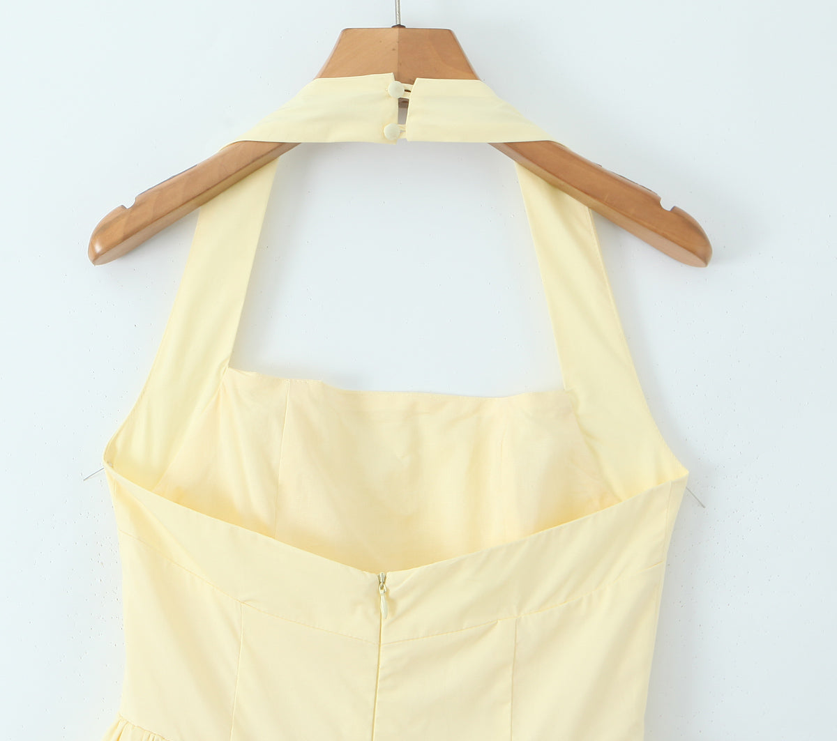 Halter Suspender Dress Stitching Ruffle Puff Short Solid Color