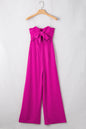 Bright Pink Bowknot Strapless Wide Leg Jumpsuit Bright Pink S