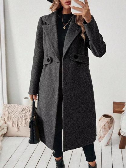 One Button Wool Blend Overcoat