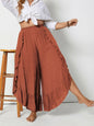 Plus Size Ruffled Wide Leg Pants Terracotta 0XL