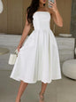 Solid Color Tube Midi Dress White 2XL