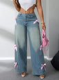 Bow High Rise Wide Leg Jeans Medium L