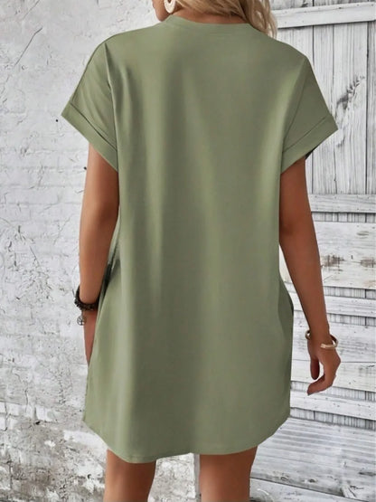 Short Sleeve Mini Tee Dress with Pockets