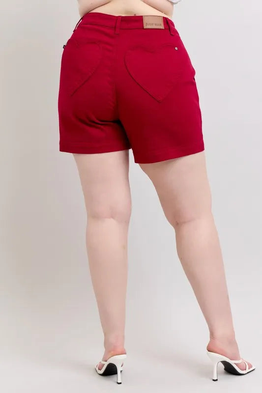 Judy Blue Plus Size Dyed Heart Shaped Denim Shorts
