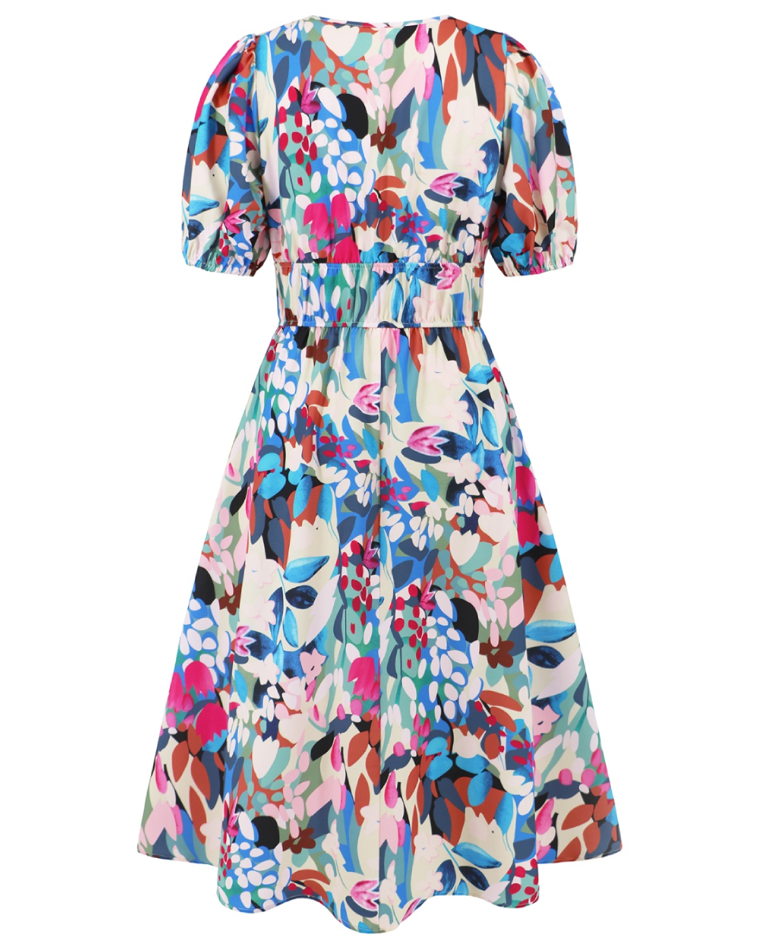 Ruched Printed Surplice Dress   