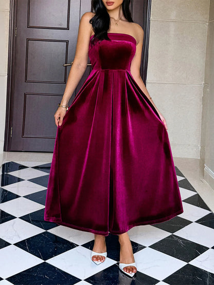 Velvet Tube Midi Dress
