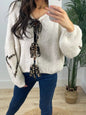Tie Front Long Sleeve Sweater Ivory White S