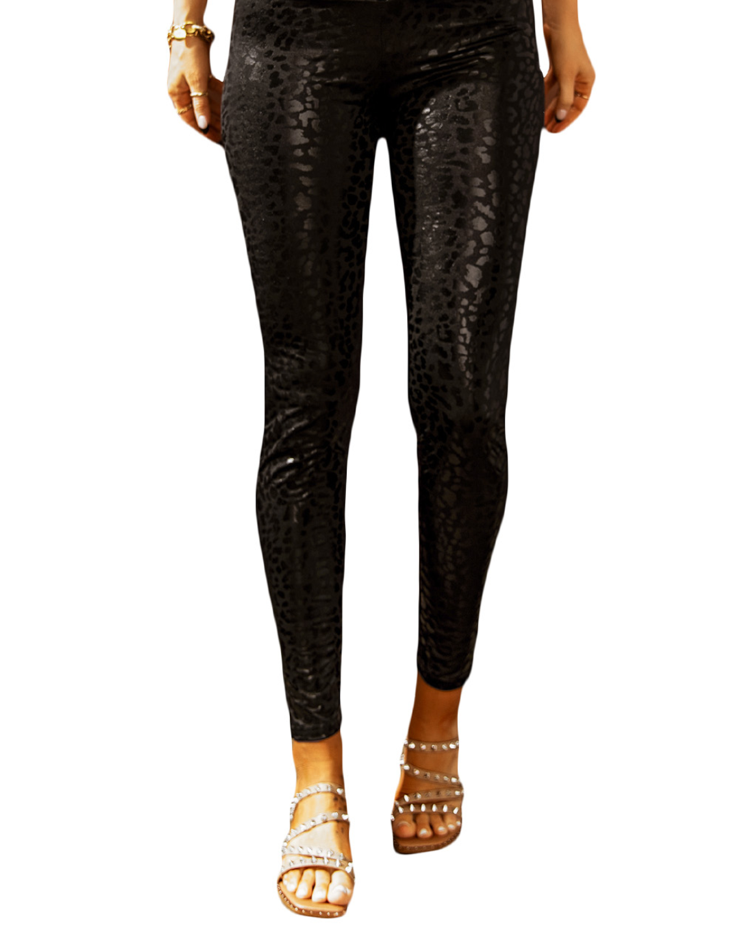 Shiny Leopard Textured Legging   