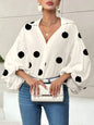 Polka Dot Balloon Sleeve Blouse Apricot Polka Dots S
