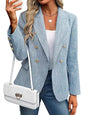 Double-Breasted Lapel Collar Blazer Light Blue S